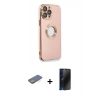 MARSİLYAN™- iPhone 13 Pro Max Kılıf İz Form Serisi - Siyah 3D Antistatik Hayalet Cam Ekran Koruyucu + Renkli Kamera Lens Koruma Cam - YL