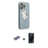 MARSİLYAN™- iPhone 13 Pro Max Kılıf İz Form Serisi - Siyah 3D Antistatik Hayalet Cam Ekran Koruyucu + Renkli Kamera Lens Koruma Cam - YL