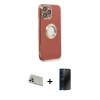 MARSİLYAN™- iPhone 13 Pro Max Kılıf İz Form Serisi - Siyah 3D Antistatik Hayalet Cam Ekran Koruyucu + Rainbow Kamera Lens Koruma Cam - REGD