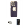 MARSİLYAN™- iPhone 13 Pro Max Kılıf İz Form Serisi - Siyah 3D Antistatik Hayalet Cam Ekran Koruyucu + Rainbow Kamera Lens Koruma Cam - REGD