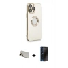 MARSİLYAN™- iPhone 13 Pro Max Kılıf İz Form Serisi - Siyah 3D Antistatik Hayalet Cam Ekran Koruyucu + Rainbow Kamera Lens Koruma Cam - REGD