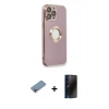 MARSİLYAN™- iPhone 13 Pro Max Kılıf İz Form Serisi - Siyah 3D Antistatik Hayalet Cam Ekran Koruyucu + Shine Kamera Lens Koruma Cam - PE