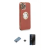 MARSİLYAN™- iPhone 13 Pro Max Kılıf İz Form Serisi - Siyah 3D Antistatik Hayalet Cam Ekran Koruyucu + Shine Kamera Lens Koruma Cam - GI