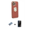 MARSİLYAN™- iPhone 13 Pro Max Kılıf İz Form Serisi - Siyah 3D Antistatik Hayalet Cam Ekran Koruyucu + Shine Kamera Lens Koruma Cam - PE