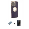 MARSİLYAN™- iPhone 13 Pro Max Kılıf İz Form Serisi - Siyah 3D Antistatik Hayalet Cam Ekran Koruyucu + Shine Kamera Lens Koruma Cam - GI