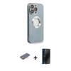 MARSİLYAN™- iPhone 13 Pro Max Kılıf İz Form Serisi - Siyah 3D Antistatik Hayalet Cam Ekran Koruyucu + Renkli Kamera Lens Koruma Cam - TU
