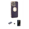 MARSİLYAN™- iPhone 13 Pro Max Kılıf İz Form Serisi - Siyah 3D Antistatik Hayalet Cam Ekran Koruyucu + Renkli Kamera Lens Koruma Cam - TU