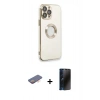 MARSİLYAN™- iPhone 13 Pro Max Kılıf İz Form Serisi - Siyah 3D Antistatik Hayalet Cam Ekran Koruyucu + Renkli Kamera Lens Koruma Cam - TU