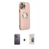 MARSİLYAN™- iPhone 13 Pro Max Kılıf İz Form Serisi - Siyah 6D Mat Seramik Hayalet Nano Ekran Koruyucu + Neon Fosforlu Kamera Lens - BZ