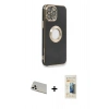 MARSİLYAN™- iPhone 13 Pro Max Kılıf İz Form Serisi - Siyah 6D Mat Seramik Hayalet Nano Ekran Koruyucu + Rainbow Kamera Lens Koruma Cam - BZ
