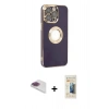 MARSİLYAN™- iPhone 13 Pro Max Kılıf İz Form Serisi - Siyah 6D Mat Seramik Hayalet Nano Ekran Koruyucu + Gökkuşağı Pers Alüminyum Kamera Lens