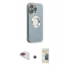 MARSİLYAN™- iPhone 13 Pro Max Kılıf İz Form Serisi - Siyah 6D Mat Seramik Hayalet Nano Ekran Koruyucu + Gökkuşağı Pers Alüminyum Kamera Lens