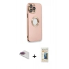 MARSİLYAN™- iPhone 13 Pro Max Kılıf İz Form Serisi - Siyah 6D Mat Seramik Hayalet Nano Ekran Koruyucu + Gökkuşağı Pers Alüminyum Kamera Lens
