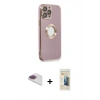 MARSİLYAN™- iPhone 13 Pro Max Kılıf İz Form Serisi - Siyah 6D Mat Seramik Hayalet Nano Ekran Koruyucu + Gökkuşağı Pers Alüminyum Kamera Lens