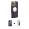 MARSİLYAN™- iPhone 13 Pro Max Kılıf İz Form Serisi - Siyah 6D Mat Seramik Hayalet Nano Ekran Koruyucu + Neon Fosforlu Kamera Lens - MI