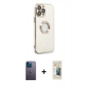 MARSİLYAN™- iPhone 13 Pro Max Kılıf İz Form Serisi - Siyah 6D Mat Seramik Hayalet Nano Ekran Koruyucu + Neon Fosforlu Kamera Lens - MI