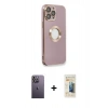 MARSİLYAN™- iPhone 13 Pro Max Kılıf İz Form Serisi - Siyah 6D Mat Seramik Hayalet Nano Ekran Koruyucu + Neon Fosforlu Kamera Lens - BZ