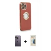 MARSİLYAN™- iPhone 13 Pro Max Kılıf İz Form Serisi - Siyah 6D Mat Seramik Hayalet Nano Ekran Koruyucu + Neon Fosforlu Kamera Lens - BZ