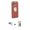 MARSİLYAN™- iPhone 13 Pro Max Kılıf İz Form Serisi - Siyah 6D Mat Seramik Hayalet Nano Ekran Koruyucu + Pers Alüminyum Kamera Lens - LT