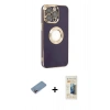 MARSİLYAN™- iPhone 13 Pro Max Kılıf İz Form Serisi - Siyah 6D Mat Seramik Hayalet Nano Ekran Koruyucu + Pembe Shine Kamera Lens Koruma Cam