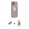 MARSİLYAN™- iPhone 13 Pro Max Kılıf İz Form Serisi - Siyah 6D Mat Seramik Hayalet Nano Ekran Koruyucu + Pembe Shine Kamera Lens Koruma Cam