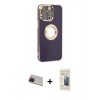 MARSİLYAN™- iPhone 13 Pro Max Kılıf İz Form Serisi - Siyah 6D Mat Seramik Hayalet Nano Ekran Koruyucu + Rainbow Kamera Lens Koruma Cam - KI