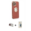 MARSİLYAN™- iPhone 13 Pro Max Kılıf İz Form Serisi - Siyah 6D Mat Seramik Hayalet Nano Ekran Koruyucu + Rainbow Kamera Lens Koruma Cam - KI