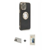 MARSİLYAN™- iPhone 13 Pro Max Kılıf İz Form Serisi - Siyah 6D Mat Seramik Hayalet Nano Ekran Koruyucu + Rainbow Kamera Lens Koruma Cam - REGD