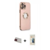 MARSİLYAN™- iPhone 13 Pro Max Kılıf İz Form Serisi - Siyah 6D Mat Seramik Hayalet Nano Ekran Koruyucu + Rainbow Kamera Lens Koruma Cam - KI