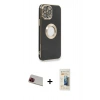 MARSİLYAN™- iPhone 13 Pro Max Kılıf İz Form Serisi - Siyah 6D Mat Seramik Hayalet Nano Ekran Koruyucu + Rainbow Kamera Lens Koruma Cam - KI