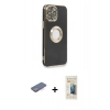 MARSİLYAN™- iPhone 13 Pro Max Kılıf İz Form Serisi - Siyah 6D Mat Seramik Hayalet Nano Ekran Koruyucu + Renkli Kamera Lens Koruma Cam - MI