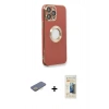 MARSİLYAN™- iPhone 13 Pro Max Kılıf İz Form Serisi - Siyah 6D Mat Seramik Hayalet Nano Ekran Koruyucu + Renkli Kamera Lens Koruma Cam - SI