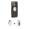 MARSİLYAN™- iPhone 13 Pro Max Kılıf İz Form Serisi - Siyah 6D Mat Seramik Hayalet Nano Ekran Koruyucu + Shine Kamera Lens - GD