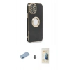 MARSİLYAN™- iPhone 13 Pro Max Kılıf İz Form Serisi - Siyah 6D Mat Seramik Hayalet Nano Ekran Koruyucu + Shine Kamera Lens Koruma Cam - MI