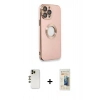 MARSİLYAN™- iPhone 13 Pro Max Kılıf İz Form Serisi - Siyah 6D Mat Seramik Hayalet Nano Ekran Koruyucu + Shine Kamera Lens - GD