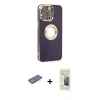 MARSİLYAN™- iPhone 13 Pro Max Kılıf İz Form Serisi - Siyah 6D Mat Seramik Hayalet Nano Ekran Koruyucu + Yeşil Renkli Kamera Lens Koruma Cam