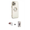 MARSİLYAN™- iPhone 13 Pro Max Kılıf İz Form Serisi - Siyah Bilvis 3D Cam Ekran Koruyucu + Pers Alüminyum Kamera Lens - KI