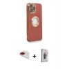 MARSİLYAN™- iPhone 13 Pro Max Kılıf İz Form Serisi - Siyah Bilvis 3D Cam Ekran Koruyucu + Pers Alüminyum Kamera Lens - KI