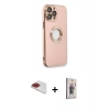MARSİLYAN™- iPhone 13 Pro Max Kılıf İz Form Serisi - Siyah Bilvis 3D Cam Ekran Koruyucu + Pers Alüminyum Kamera Lens - KI