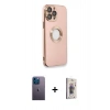 MARSİLYAN™- iPhone 13 Pro Max Kılıf İz Form Serisi - Siyah Bilvis 3D Cam Ekran Koruyucu + Neon Fosforlu Kamera Lens - MI