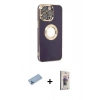 MARSİLYAN™- iPhone 13 Pro Max Kılıf İz Form Serisi - Siyah Bilvis 3D Cam Ekran Koruyucu + Mavi Shine Kamera Lens Koruma Cam