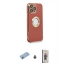 MARSİLYAN™- iPhone 13 Pro Max Kılıf İz Form Serisi - Siyah Bilvis 3D Cam Ekran Koruyucu + Mavi Shine Kamera Lens Koruma Cam