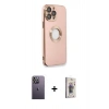 MARSİLYAN™- iPhone 13 Pro Max Kılıf İz Form Serisi - Siyah Bilvis 3D Cam Ekran Koruyucu + Neon Fosforlu Kamera Lens - BZ