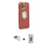 MARSİLYAN™- iPhone 13 Pro Max Kılıf İz Form Serisi - Siyah Bilvis 3D Cam Ekran Koruyucu + Pers Alüminyum Kamera Lens - GI