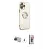 MARSİLYAN™- iPhone 13 Pro Max Kılıf İz Form Serisi - Siyah Bilvis 3D Cam Ekran Koruyucu + Rainbow Kamera Lens Koruma Cam - KI