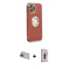 MARSİLYAN™- iPhone 13 Pro Max Kılıf İz Form Serisi - Siyah Bilvis 3D Cam Ekran Koruyucu + Rainbow Kamera Lens Koruma Cam - MR