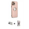 MARSİLYAN™- iPhone 13 Pro Max Kılıf İz Form Serisi - Siyah Bilvis 3D Cam Ekran Koruyucu + Rainbow Kamera Lens Koruma Cam - MR