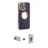 MARSİLYAN™- iPhone 13 Pro Max Kılıf İz Form Serisi - Siyah Bilvis 3D Cam Ekran Koruyucu + Rainbow Kamera Lens Koruma Cam - MR