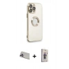 MARSİLYAN™- iPhone 13 Pro Max Kılıf İz Form Serisi - Siyah Bilvis 3D Cam Ekran Koruyucu + Rainbow Kamera Lens Koruma Cam - MR