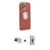 MARSİLYAN™- iPhone 13 Pro Max Kılıf İz Form Serisi - Siyah Bilvis 3D Cam Ekran Koruyucu + Rainbow Kamera Lens Koruma Cam - KI